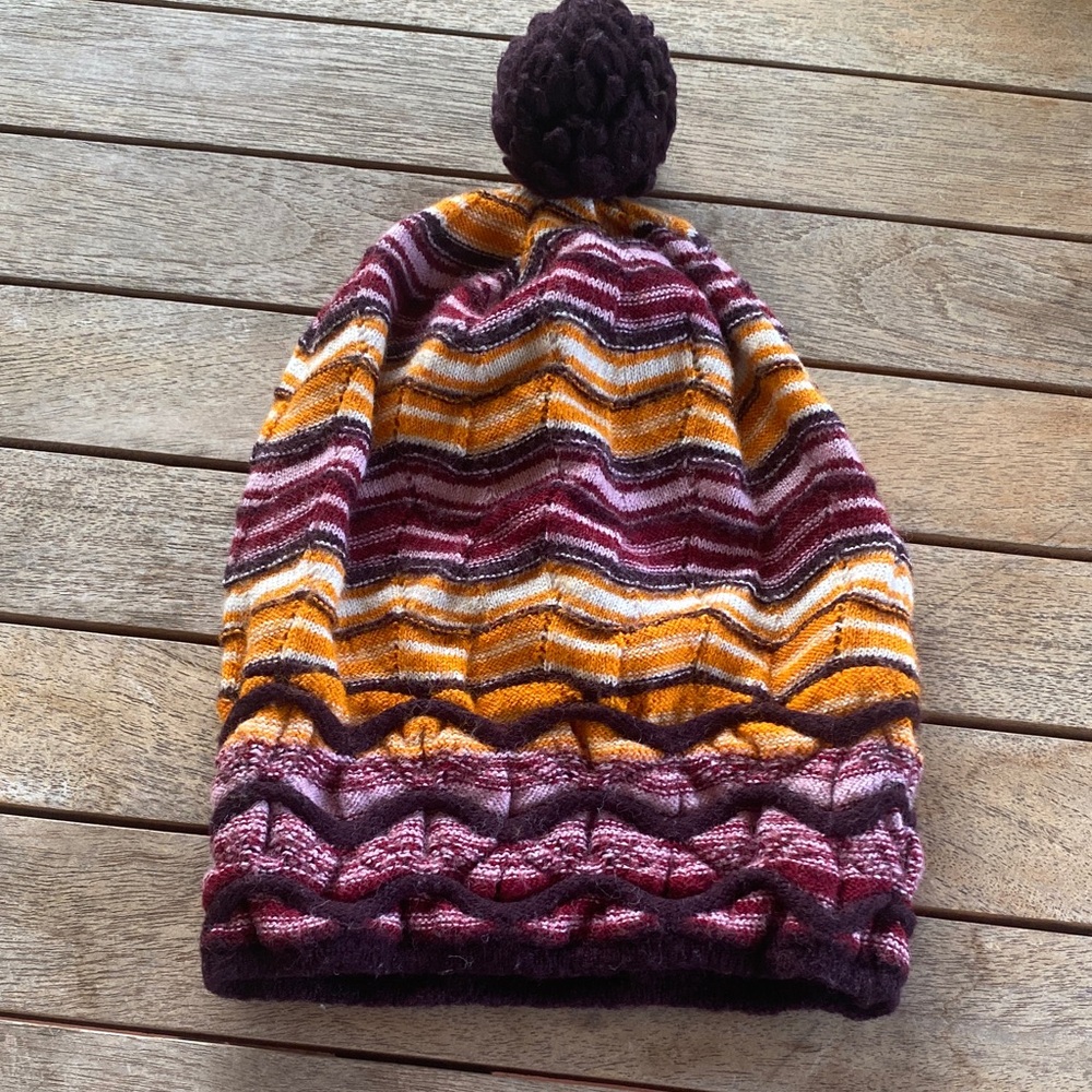 Missoni Zigzag Knit Hat in Purple and Orange